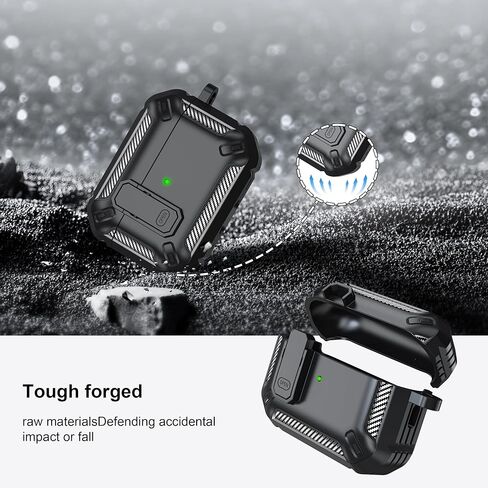 RFUNGUANGO for AirPods Pro 2nd Gen Protective Case with Cleaning Kit, Military Hard Case with Lock for AirPod Gen 2 Charging Case 2023, 2022, Black in Saudi Arabia