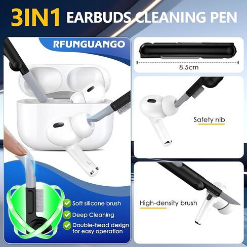 RFUNGUANGO for AirPods Pro 2nd Gen Protective Case with Cleaning Kit, Military Hard Case with Lock for AirPod Gen 2 Charging Case 2023, 2022, Black in Saudi Arabia