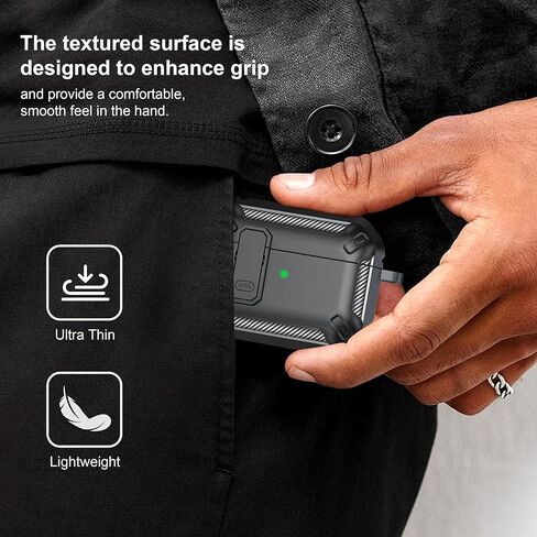 RFUNGUANGO for AirPods Pro 2nd Gen Protective Case with Cleaning Kit, Military Hard Case with Lock for AirPod Gen 2 Charging Case 2023, 2022, Black in Saudi Arabia