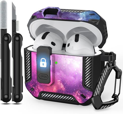 RFUNGUANGO for AirPods Pro 2nd Gen Protective Case with Cleaning Kit, Military Hard Case with Lock for AirPod Gen 2 Charging Case 2023, 2022, Black in Saudi Arabia