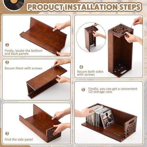 حامل أقراص مضغوطة خشبي مكون من مجموعتين، رف تخزين أقراص مضغوطة قابل للتكديس مع مقابض، تصميم مغناطيسي للفتح الأمامي، منظم وسائط صغير الحجم للمكتب المنزلي وغرفة المعيشة، كل مجموعة تحمل ما يصل إلى 36 حافظة in Kuwait