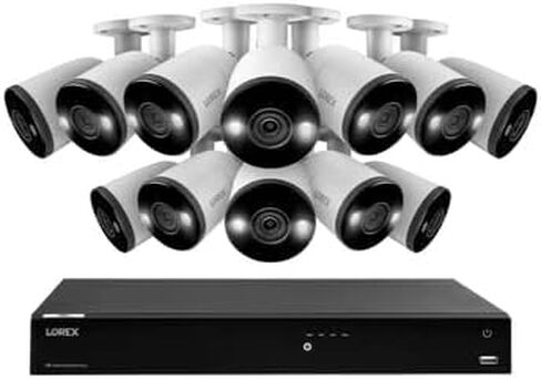 Lorex Fusion 4K (16 Camera Capable) 3TB Wired NVR System with 12 Bullet Cameras Featuring Smart Deterrence and 2-Way Audio in Saudi Arabia