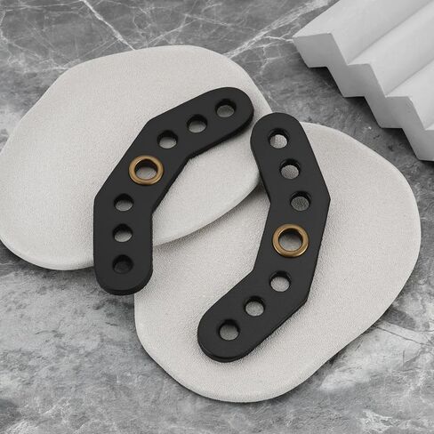 eMagTech 4Pcs Black Leather Bow Yoke Metal Grommet Bow Sling Strap Bracket Mount for DIY Compound Bow Wrist Sling (12x4.5x0.45cm) in Kuwait