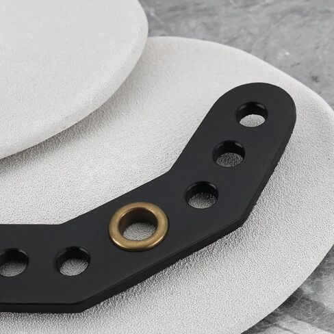 eMagTech 4Pcs Black Leather Bow Yoke Metal Grommet Bow Sling Strap Bracket Mount for DIY Compound Bow Wrist Sling (12x4.5x0.45cm) in Kuwait