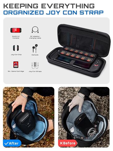 SUPCASE Pro Edition for Nintendo Switch 2 Carrying Case 2025, [12 Game Card Storage] [Military-Grade Protection] Spacious Portable Hard Shell Travel Bag for Switch 2 Console & Accessories, Black in Saudi Arabia