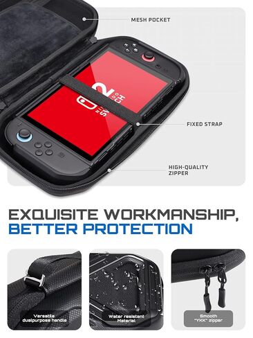 SUPCASE Pro Edition for Nintendo Switch 2 Carrying Case 2025, [12 Game Card Storage] [Military-Grade Protection] Spacious Portable Hard Shell Travel Bag for Switch 2 Console & Accessories, Black in Saudi Arabia