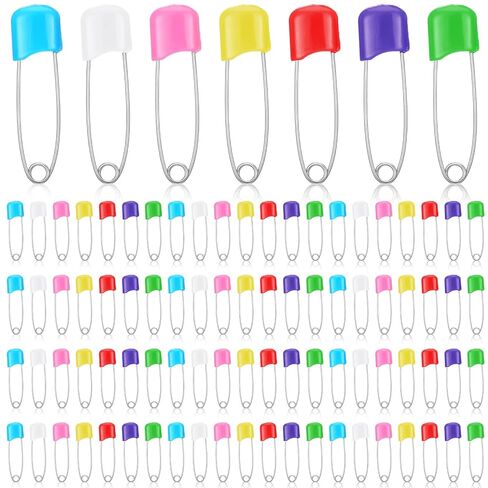 100 Pcs Diaper Pins Baby Safety Pins Plastic Head Baby Diaper Pins for Cloth Diapers with Safe Locking (7 Colors) in Saudi Arabia
