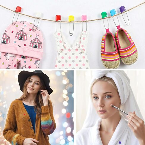 100 Pcs Diaper Pins Baby Safety Pins Plastic Head Baby Diaper Pins for Cloth Diapers with Safe Locking (7 Colors) in Saudi Arabia