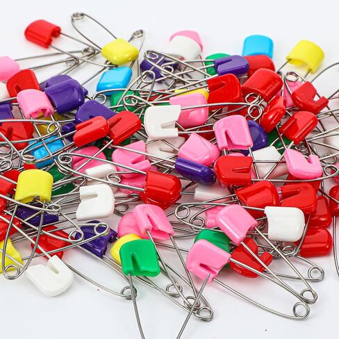 100 Pcs Diaper Pins Baby Safety Pins Plastic Head Baby Diaper Pins for Cloth Diapers with Safe Locking (7 Colors) in Saudi Arabia