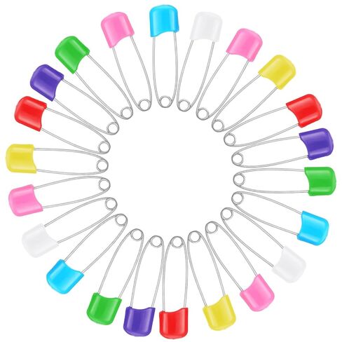 100 Pcs Diaper Pins Baby Safety Pins Plastic Head Baby Diaper Pins for Cloth Diapers with Safe Locking (7 Colors) in Saudi Arabia