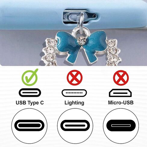 مجموعة إكسسوارات كيندل اللطيفة، سلسلة مفاتيح بفيونكة زرقاء لؤلؤية متوافقة مع القارئ الإلكتروني، سحر قابس الغبار على شكل قلب بلينغ لأوقد بيبر وايت 11th/12th Gen Type C/USB C، هدية مثالية لديكور Kindle in Kuwait