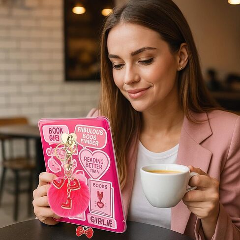 مجموعة سحر إكسسوارات كيندل، سلسلة مفاتيح بوم بوم حمراء ساخنة، سدادة غبار من النوع C متوافقة مع القارئ الإلكتروني كيندل بيبر وايت الجيل الحادي عشر والثاني عشر، مثالية لعشاق القراءة in Kuwait