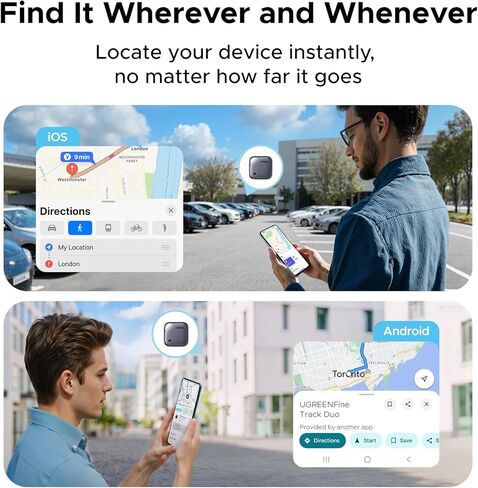 UGREEN Finder Duo (iOS وAndroid) علامات تعقب الهواء 4 عبوات، مكتشف مفاتيح بلوتوث قابل لإعادة الشحن متوافق مع iOS وAndroid للمفاتيح والأمتعة والمزيد | بطارية تدوم لمدة 12 شهرًا in Saudi Arabia