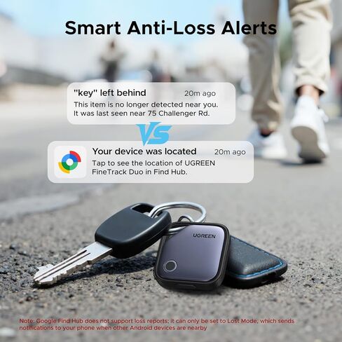 UGREEN Finder Duo (iOS وAndroid) علامات تعقب الهواء 4 عبوات، مكتشف مفاتيح بلوتوث قابل لإعادة الشحن متوافق مع iOS وAndroid للمفاتيح والأمتعة والمزيد | بطارية تدوم لمدة 12 شهرًا in Saudi Arabia