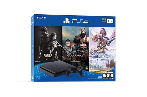 أحدث حزمة وحدة تحكم ألعاب Sony Playstation 4 PS4 1TB HDD مع ثلاث ألعاب: The Last of Us، God of War، Horizon Zero Dawn، وحدة تحكم لاسلكية متضمنة (متجددة) in Kuwait