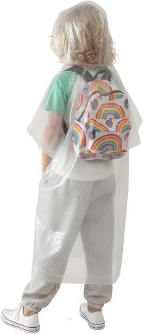 Kids Poncho - 12-Pack, One Size, Clear Ponchos with Hood for Kids, Disposable, Bulk Emergency Rain Cover for Children in Saudi Arabia