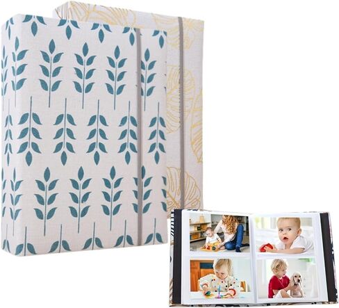 2PC Photo Album 4x6 200 Photos Linen Cover Picture Photo Book for Family Wedding（Cyan and yellow） in Saudi Arabia