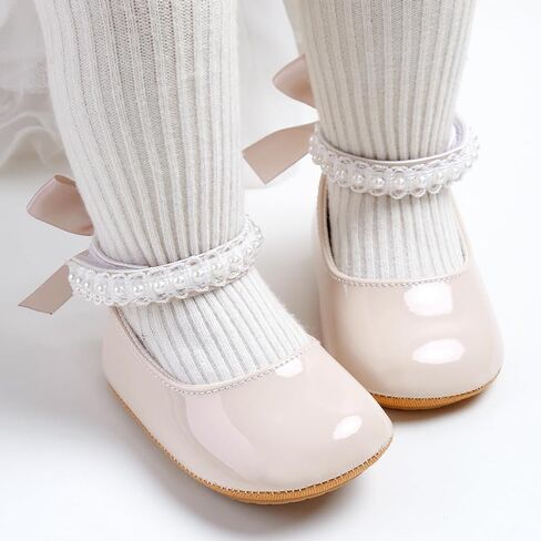 HsdsBebe أحذية ماري جين المسطحة للفتيات الصغيرات - أحذية رياضية للمشي لحديثي الولادة ونعل مطاطي ناعم لحفلات زفاف الأميرة in Kuwait