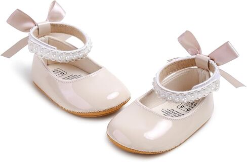 HsdsBebe أحذية ماري جين المسطحة للفتيات الصغيرات - أحذية رياضية للمشي لحديثي الولادة ونعل مطاطي ناعم لحفلات زفاف الأميرة in Kuwait