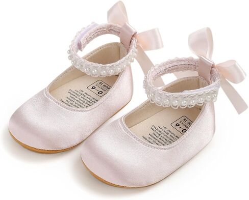 HsdsBebe أحذية ماري جين المسطحة للفتيات الصغيرات - أحذية رياضية للمشي لحديثي الولادة ونعل مطاطي ناعم لحفلات زفاف الأميرة in Kuwait