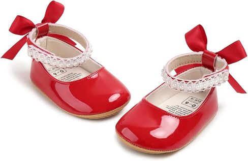 HsdsBebe أحذية ماري جين المسطحة للفتيات الصغيرات - أحذية رياضية للمشي لحديثي الولادة ونعل مطاطي ناعم لحفلات زفاف الأميرة in Kuwait