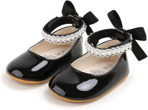 HsdsBebe أحذية ماري جين المسطحة للفتيات الصغيرات - أحذية رياضية للمشي لحديثي الولادة ونعل مطاطي ناعم لحفلات زفاف الأميرة in Kuwait