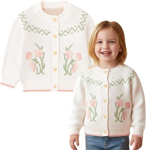 Simplee kids Baby Sweater Toddler Girls Cardigan Sweater Embroidered Strawberry Knit Sweater in Saudi Arabia