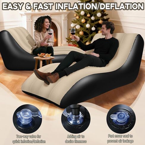 أريكة قابلة للنفخ للتخييم، أريكة قابلة للنفخ مع سطح متدفق، أريكة محمولة قابلة للنفخ، سرير أريكة بحجم مزدوج، أريكة هوائية مريحة في الهواء الطلق، أريكة متينة قابلة للنفخ للداخل/الخارج (بني) in Kuwait