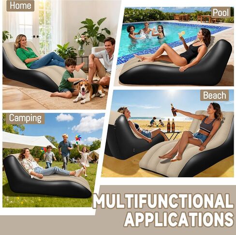 أريكة قابلة للنفخ للتخييم، أريكة قابلة للنفخ مع سطح متدفق، أريكة محمولة قابلة للنفخ، سرير أريكة بحجم مزدوج، أريكة هوائية مريحة في الهواء الطلق، أريكة متينة قابلة للنفخ للداخل/الخارج (بني) in Kuwait