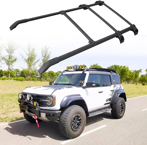 5 قطعة رف سقف طويل عبر بار يناسب فورد برونكو 2021 2022 2023 2024 2025 قضبان البضائع حاملات الأمتعة الألومنيوم (أسود) in Kuwait