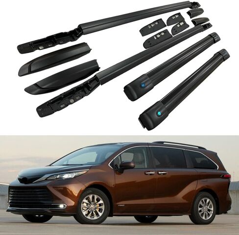 4PCS Black Roof Rack Cross bar Roof Rail Crossbars fits for Toyota Sienna 2021 2022 2023 2024 Luggage Rails in Kuwait