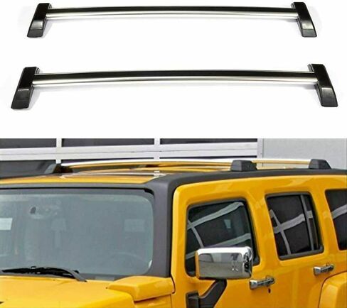 2pcs Cross bar roof Rack Rails Fits for Hummer H3 H3T 2006 2007 2008 2009 2010 Crossbars Crossbar Without Roof Rack(Black&Silver) in Kuwait