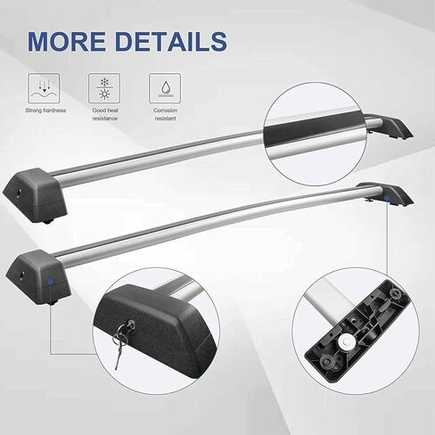 2pcs Cross bar roof Rack Rails Fits for Hummer H3 H3T 2006 2007 2008 2009 2010 Crossbars Crossbar Without Roof Rack(Black&Silver) in Kuwait