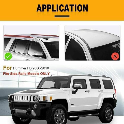 2pcs Cross bar roof Rack Rails Fits for Hummer H3 H3T 2006 2007 2008 2009 2010 Crossbars Crossbar Without Roof Rack(Black&Silver) in Kuwait