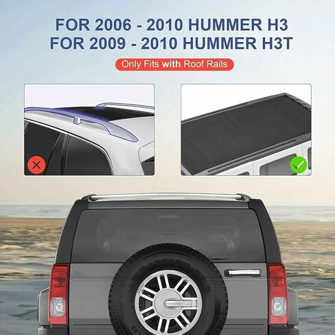 2pcs Cross bar roof Rack Rails Fits for Hummer H3 H3T 2006 2007 2008 2009 2010 Crossbars Crossbar Without Roof Rack(Black&Silver) in Kuwait
