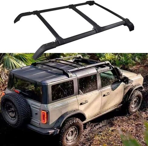 5PCS Roof Rack Cross Bar FIts for Ford Bronco 2022 2023 2024 2025 Cargo Rails Bars Luggage Carriers Aluminum (Black) in Kuwait