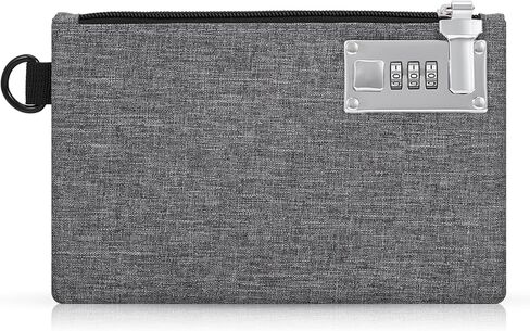 2Pcs Lockable Money Bag, 5.3 x 8.3 Inches Cash Bag with Lock, Nylon Locking Bank Pouch Portable Travel Money Pouch, Jewelry, Passports, Medicine, Credit Cards (Black & Grey) in Saudi Arabia