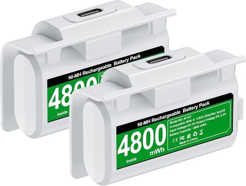 حزمة بطارية وحدة التحكم لوحدات تحكم Xbox Series X/S، بطارية قابلة لإعادة الشحن لجهاز Xbox One/Elite مع غطاء وحدة التحكم وكابل USB-C، 2x4800 مللي واط في الساعة in Kuwait