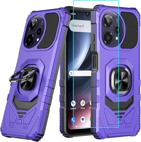 جراب Cricket Icon Pro 2026 / AT&T Motivate Pro 2 مع واقي شاشة، طبقة مزدوجة هجينة شديدة التحمل لحماية المدافع، مسند زاوية معزز وغطاء ممتص للصدمات أرجواني in Kuwait