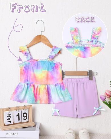 WESIDOM Toddler Baby Girl Clothes 6M-4T Summer Outfits Ruffle Sleeveless Tank Top+Shorts Pants+Headband 3Pcs Girls Clothing in Saudi Arabia
