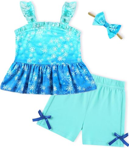 WESIDOM Toddler Baby Girl Clothes 6M-4T Summer Outfits Ruffle Sleeveless Tank Top+Shorts Pants+Headband 3Pcs Girls Clothing in Saudi Arabia