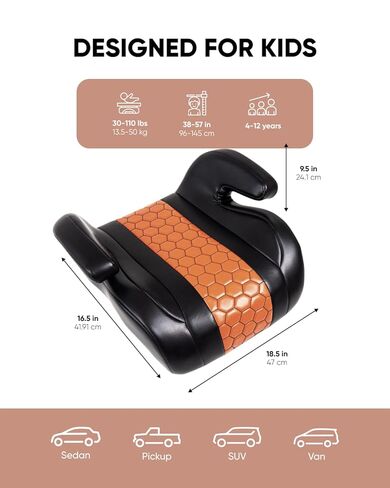 مقعد سيارة معزز من Owleys لعمر 5 سنوات فما فوق، بدون ظهر، مقعد سيارة معزز للسفر لعمر 4 سنوات، محمول للأطفال الصغار 3-5 in Kuwait