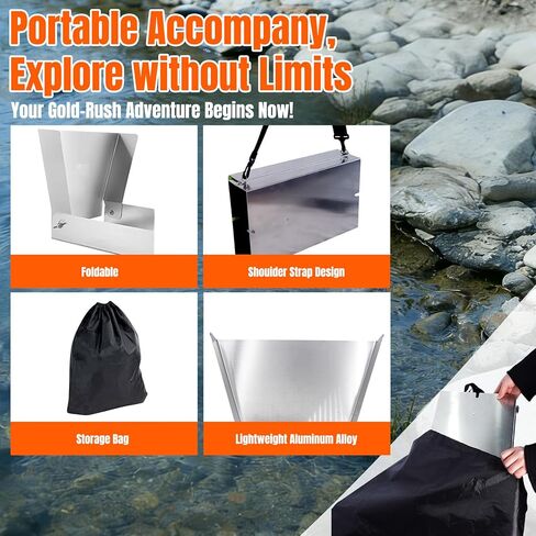 27PCS Complete Gold Panning Kit with 50" Folding Sluice Box | Portable Aluminum Alloy Gold Sluice Equipment, Includes Gold Pan, Classifier Screen, Separating Magnet, Backpack and More in Saudi Arabia