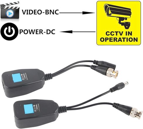 BRRNOO Video Balun، موصل كاميرا عالي الدقة تناظري إلى محول كاميرا IP مع جهاز إرسال واستقبال طاقة فيديو BNC إلى موصل RJ45 زوج واحد من محور CCTV السلبي لـ in Kuwait