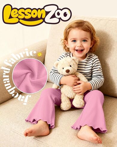 3 Pack Baby Girls Flare Pants Soft Ruffle Trousers Toddler Solid Bell Bottoms Infant Girls Lightweight Leggings in Saudi Arabia