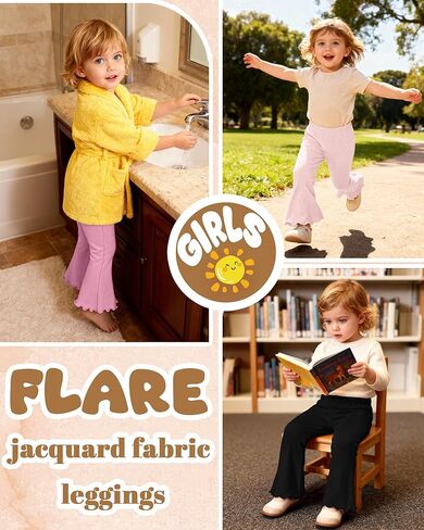 3 Pack Baby Girls Flare Pants Soft Ruffle Trousers Toddler Solid Bell Bottoms Infant Girls Lightweight Leggings in Saudi Arabia