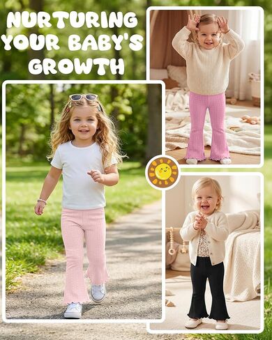 3 Pack Baby Girls Flare Pants Soft Ruffle Trousers Toddler Solid Bell Bottoms Infant Girls Lightweight Leggings in Saudi Arabia