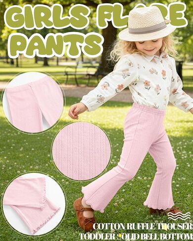 3 Pack Baby Girls Flare Pants Soft Ruffle Trousers Toddler Solid Bell Bottoms Infant Girls Lightweight Leggings in Saudi Arabia