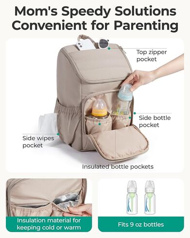 BAGSMART Diaper Bag Backpack, Large Baby Diaper Bag, Quilted Puffy Baby Bag for Mom with Quick-access Insulated Pockets, Lightweight Versatile Travel Backpack in Saudi Arabia