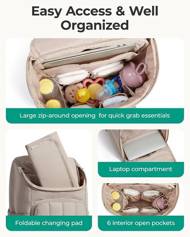 BAGSMART Diaper Bag Backpack, Large Baby Diaper Bag, Quilted Puffy Baby Bag for Mom with Quick-access Insulated Pockets, Lightweight Versatile Travel Backpack in Saudi Arabia